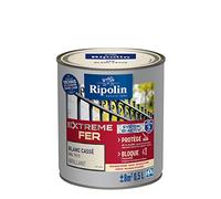 RIPOLIN - Peinture pour Fer Extérieur - Glycéro Antirouille - Sous-couche intégrée - Application directe sur Rouille - Résistante aux Intempéries, UV et Chocs - Brillant - 0,5L - Blanc Cassé RAL 1013
