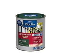 RIPOLIN - Peinture pour Fer Extérieur - Glycéro Antirouille - Sous-couche intégrée - Application directe sur Rouille - Résistante aux Intempéries, UV et Chocs - Brillant - 0,5L - Vert Basque RAL 6005