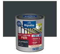 RIPOLIN - Peinture pour Fer Extérieur - Glycéro Antirouille - Sous-couche intégrée - Application directe sur Rouille - Résistante aux Intempéries/UV et Chocs - Brillant 0,5L - Gris Anthracite RAL 7016