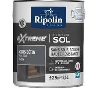 RIPOLIN - Peinture Sol Intérieur & Extérieur Extrême - Haute Résistance - Gris Béton RAL7015-2,5 Litres