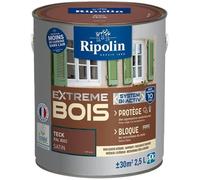 RIPOLIN - Peinture pour Bois Intérieur/Extérieur - Sans Sous-couche Ultra-couvrant - Résiste aux Intempéries, UV et Chocs - Protège et Magnifie - Lessivable - Satin - 2,5L - Teck