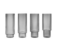 ferm LIVING Verres à long drink Ripple – Lot de 4 – 0,3 L – Fumé