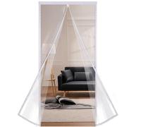Risareyi Magnétique Rideau de Porte Isolation Thermique, 90x200cm, Blanc | Transparent EVA Coupe-vent Imperméable Rideau Thermique Isolant Anti Froid et Chaleur, Fermeture Automatique, Sans Percage