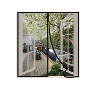 Risareyi Moustiquaire Fenetre Magnetique 135x150cm, Noir Respirantes | Respirantes Rideau Moustiquaire Porte Fenetre Aimantée Anti-moustiques pour Balcon, Fermeture Automatique, 2cm Bande Adhésive