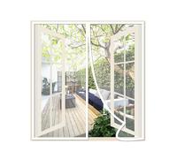 Risareyi Moustiquaire Fenetre Magnetique 150x130cm, Blanc Respirantes | Respirantes Rideau Moustiquaire Porte Fenetre Aimantée Anti-moustiques pour Balcon, Fermeture Automatique, 2cm Bande Adhésive