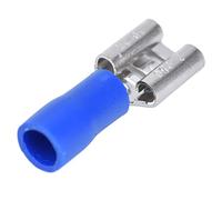 Risegun 100 pièces Cosses électriques à sertir, FDD2-250 femelle Connecteur à cosse avec coque isolante 0,8 x 6,35 mm câble terminal pour câble de 1,5 à 2,5 mm²(Bleu)