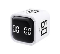 Risegun Minuteur cube portable avec capteur de gravité, minuterie rotative, fonction compte à rebours, horloge 5 10 30 60 minutes et personnalisé avec écran LED, vibration et (Blanche)