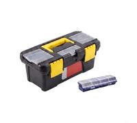 RiseNova Boîte à outils en plastique de 25,4 cm avec plateau pour pièces | Plastique, charnières métalliques, rangement à 2 couches, verrouillage sécurisé, poignée renforcée, pour outils et