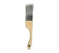RiseNova Brosse métallique coudée 32 x 5 cm avec manche en bois et poils | Manche en bois de hêtre, fibres PET denses, virole antirouille, pour murs, coins, dépoussiérage, nettoyage