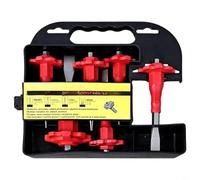 RiseNova Lot de 6 poinçons et burins en alliage d'acier pour maçonnerie | Pour acier allié CR-V, lames traitées thermiquement, ciseaux à 3 pointes et 3 burins plats, poignées en caoutchouc