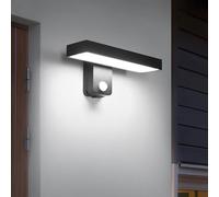 Riserva Applique Murale Exterieur Detecteur de Mouvement, 17W 350° Éclairage Extérieur Moderne IP65, 6500K Blanc Froid, Lampe Murale LED Noire pour Jardin, Entrée, Patio, Garage, Porche