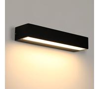 Riserva Applique Murale Exterieur LED, 16W Appliques Murales Interieures Noires, 3000K Blanc Chaud IP65 Étanche Applique Extérieure Murale pour Terrasse, Entrée, Jardin, Garage, Salon, 30cm