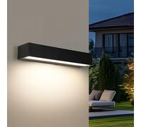 Riserva Applique Murale Exterieur Noir, 16W Lampe Murale Exterieur Moderne Rectangulaire, 4500K Lumière Neutre, Lampe Murale LED Metal pour Terrasse, Entrée, Jardin, Garage