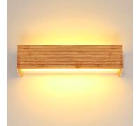 Riserva Applique Murale Interieur Bois, 18W Lampe Murale Vintage Industrielle, 3000K Blanc Chaud, Luminaire Mural LED Rectangle pour Chambre à Coucher, Salon, Salle à Manger, Couloir, Café