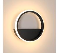 Riserva Applique Murale Intérieure LED, 12W Ronde Lampe Murale Moderne, Aluminium Luminaire Mural Décoration pour Salon, Chambre, Couloir, Escalier, Noir, 3000K Blanc Chaud, Ø20cm
