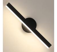 Riserva Applique Murale Intérieure Moderne LED, 4500K Blanc Neutre 12W 300° Rotatif Lampe Murale Noire, Luminaire Mural en Acryliquel pour Salle de Bain, Chambre à Coucher, Salle à Manger, Couloir