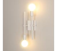 Riserva Applique Murale Moderne Intérieur, E27 350° Réglable Lampe Murale | 2 Lampes Luminaire Mural Industriel Decorative en Métal pour Chambre, Salon, Couloir, Galerie, Escalier, Hôtel, Blanche