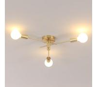 Riserva E27 Lustre Vintage Sputnik, 3 Lumières Plafonnier Industriel avec rotation de 180, Doré Plafonniers en Métal pour Salon Cuisine Salle à Manger Chambre