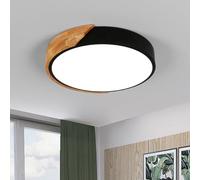 Riserva Moderne Plafonnier LED 24W, Rond Lampe de Plafond en Bois, Blanc Froid 6500K Plafonnier pour Chambre à Coucher, Salon, Cuisine, Bureau, Ø30cm