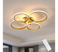 Riserva Plafonnier Dimmable LED 39W, Ronde, Or, 3000K-6500K | Lampe de Plafond LED Moderne avec Télécommande Métal pour Salon, Salle à Manger, Cuisine, Couloir