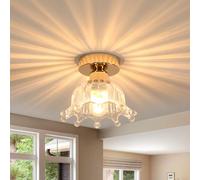 Riserva Plafonnier Doré E27, Abat-jour en Verre | Lampe de Plafond Moderne en Métal pour Chambre à Coucher, Salon, Couloir, Salle à Manger, Hôtel