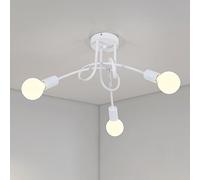 Riserva Plafonnier Industriel E27, 3-Lumières, Blanc | Moderne Suspension Luminaire en Métal pour Salon, Chambre, Cuisine, Balcon