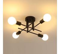 Riserva Plafonnier Industriel Noir, E27 Lustre Sputnik Moderne, Lampe de Plafond pour Chambre à Coucher, Salon, Couloir, Salle à Manger, Cuisine, Balcon