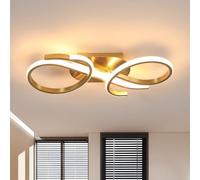 Riserva Plafonnier LED, 36W 4050LM Lampe de Plafond Moderne, 3000K Blanc Chaud Créatif Luminaire Plafonnier Or pour Chambre à Coucher, Salon, Cuisine, Balcon