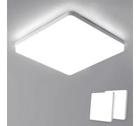 Riserva Plafonnier LED 48W, IP44 Lampe de Plafond Moderne, 6500K Luminaire Plafonnier Carré pour Salle de Bains, Cuisine, Couloir, Balcon, Salon, Chambre à Coucher, 2pcs