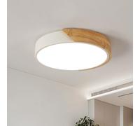 Riserva Plafonnier LED Bois, Rond Luminaire Plafond 30W, Lumière Neutre Intérieure Éclairage De Plafond 4500K, Plafonnier Blanc Moderne 3400LM, Lampe Programme LED Pour Salon, Cuisine, Chambre, Ø30CM