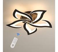 Riserva Plafonnier LED Dimmable 40W, Créatif Pétales Design, Noir, 60cm | Lampe de Plafond Moderne avec Télécommande pour Salon, Chambre, Salle à Manger