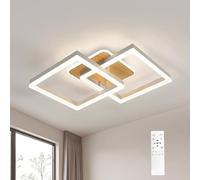 Riserva Plafonnier LED Dimmable, 40W Luminaire Plafonnier Bois Naturel avec Télécommande, 3000K-6500K, Lampe de Plafond Moderne Carré Pour Salon, Chambre, Couloir, Bureau, Blanc