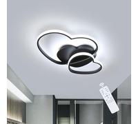 Riserva Plafonnier LED Dimmable 48W, Forme de Cœur, Noir, 3000K-6500K | Luminaire Plafond Moderne pour Salon, Chambre, Salle à Manger, Cuisine