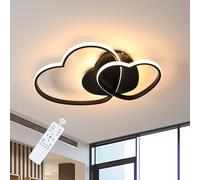 Riserva Plafonnier LED Dimmable, 48W Luminaire Plafond Noir, Télécommande 3000-6500K, Forme de Cœur Plafonnier Moderne pour Salon, Chambre, Salle à Manger, Cuisine
