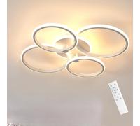 Riserva Plafonnier LED Dimmable avec Télécommande, 39W Lampe de Plafond LED Rond 4 Anneaux Design, 3000K~6500K, Luminaire Plafonnier Moderne Blanc pour Salon, Chambre, Cuisine