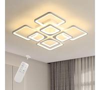 Riserva Plafonnier LED Dimmable Moderne, 80W Lampe de Plafond con Télécommande, 3000-6500K, Plafonnier Carré en Aluminium pour Salon, Salle à Manger, Cuisine, Bureau, Salle D'étude, Blanc