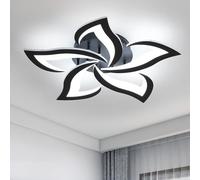 Riserva Plafonnier Led Moderne, 60W Créatif Pétales Design Plafonnier, Lumière Blanche Froide 6500K Lampe de Plafond en Acrylique, pour Salon Chambre à Coucher étude Diamètre 60cm, Noir