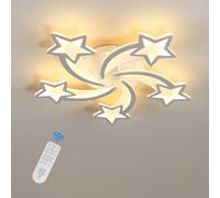 Riserva Plafonnier LED Moderne Dimmable 50W, Motif en Forme D'étoile, Blanc | Lampe de Plafond Créatif Avec Télécommande, Pour Chambre À Coucher, Salon, Chambre D'enfant