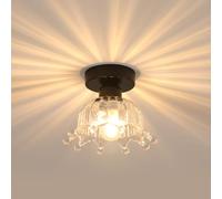 Riserva Plafonnier Noir E27 avec Abat-jour en Verre | Lampe de Plafond pour Chambre à Coucher, Couloir, Salle à Manger, Café
