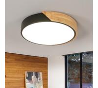 Riserva Plafonnier Rond LED Bois 30W, Noir, 4500K Lumière Neutre, 30cm | Lampe de Plafond pour Chambre, Cuisine, Couloir, VéRanda, Hall, Balcon