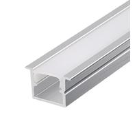 RISHORI Profilé LED Aluminium 1m/3.3Ft - Canal en U Encastré avec Diffuseur pour Bandes Lumineuses : Salon Chambre Salle de Bain Escaliers,12mm*10mm with Edge