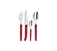 PRADEL ESSENTIEL - Coffret 24 couverts de table pour 6 personnes - Rising Sun - Acier inoxydable 18/0, Finition Standard - Rouge