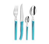 PRADEL ESSENTIEL - Coffret 24 couverts de table pour 6 personnes - Rising Sun - Acier inoxydable 18/0, Finition Standard - Bleu Turquoise