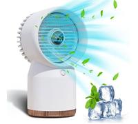 ®RisingFF Climatiseur de voiture, mini ventilateur de refroidissement USB blanc portable, mini ventilateur de climatiseur