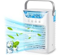 ®RisingFF Climatiseur portable 4 en 1 avec 700 ml, 2 brumisateurs froids, 3 minuteries automatiques et 7 couleurs de veilleuse
