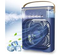 ®RisingFF Climatiseur portable, humidificateur d'air alimenté par USB, 7 lumières LED, 3 vitesses, petit refroidisseur d'air