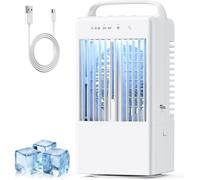 ®RisingFF Climatiseur portable, mini ventilateur USB 4 en 1, oscillation à 90°, LED 7 couleurs, pour la maison et le bureau