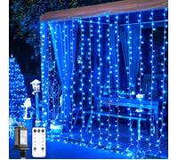 ®RisingFF Guirlande lumineuse de Noël à 300 LED, bleue, idéale pour la décoration de jardin, d'intérieur et d'extérieur