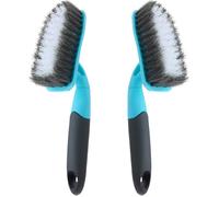 ®RisingFF Lot de 2 brosses à poils moyens et à long manche fournitures de nettoyage de salle de bain 24 x 11 cm bleu