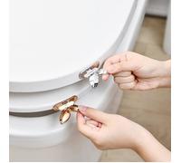®RisingFF Lot de 2 lève-abattants WC, évite de toucher le couvercle des toilettes, accessoire de salle de bain tendance (argenté)